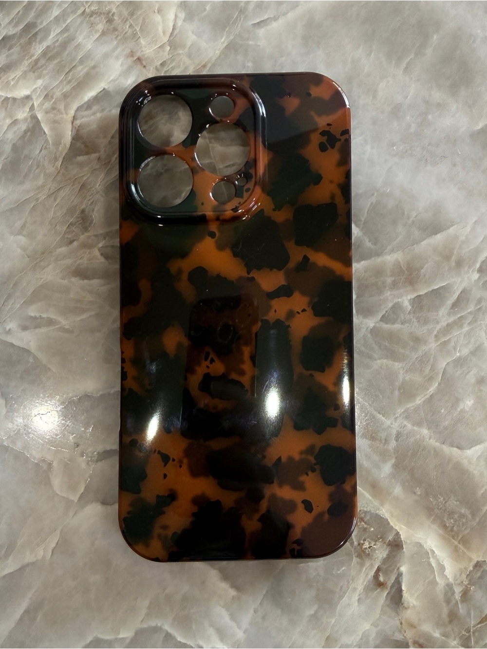 Tortoiseshell Pattern Phone Case - Brown/Black